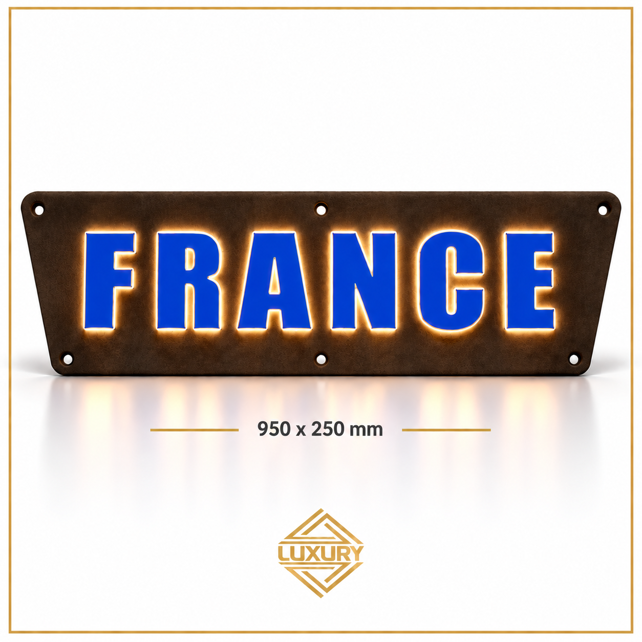 3D LED "FRANCE" decoration 950x250mm with alcantara background - Image 3