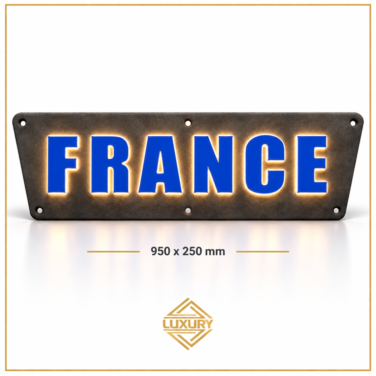 3D LED "FRANCE" decoration 950x250mm with alcantara background