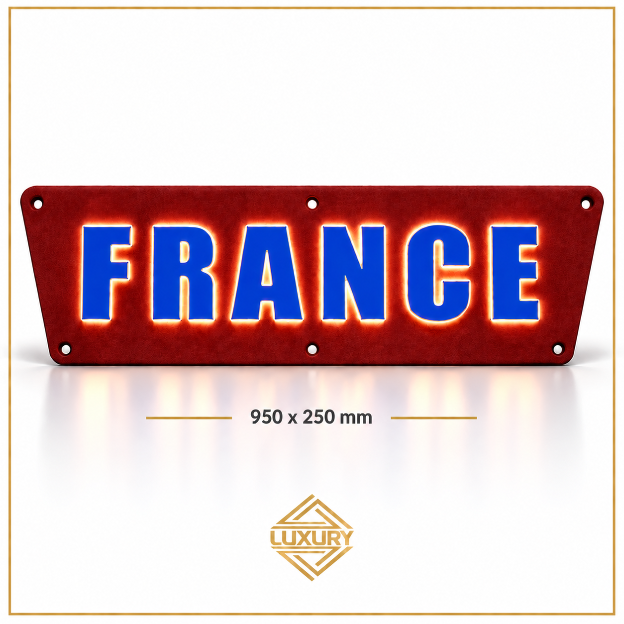 3D LED "FRANCE" decoration 950x250mm with alcantara background - Image 2