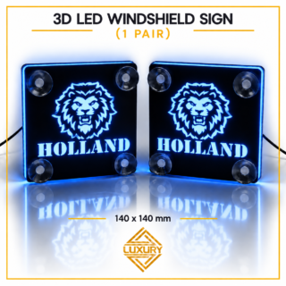 3D LED "HOLLAND & LION" windshield decoration 140x140mm (1 pair)
