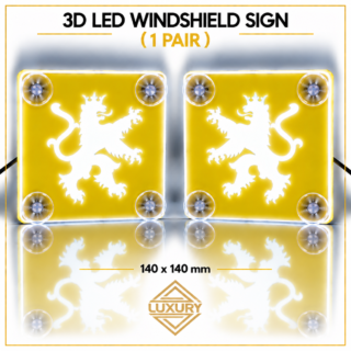 3D LED "BELGIUM LION" windshield decoration 140x140mm (1 pair)