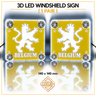 3D LED "BELGIUM" windshield decoration 140x140mm (1 pair)