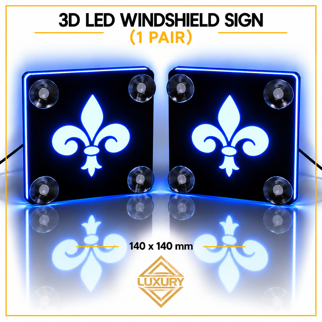 3D LED "FLEUR-DE-LIS" windshield decoration 140x140mm (1 pair)