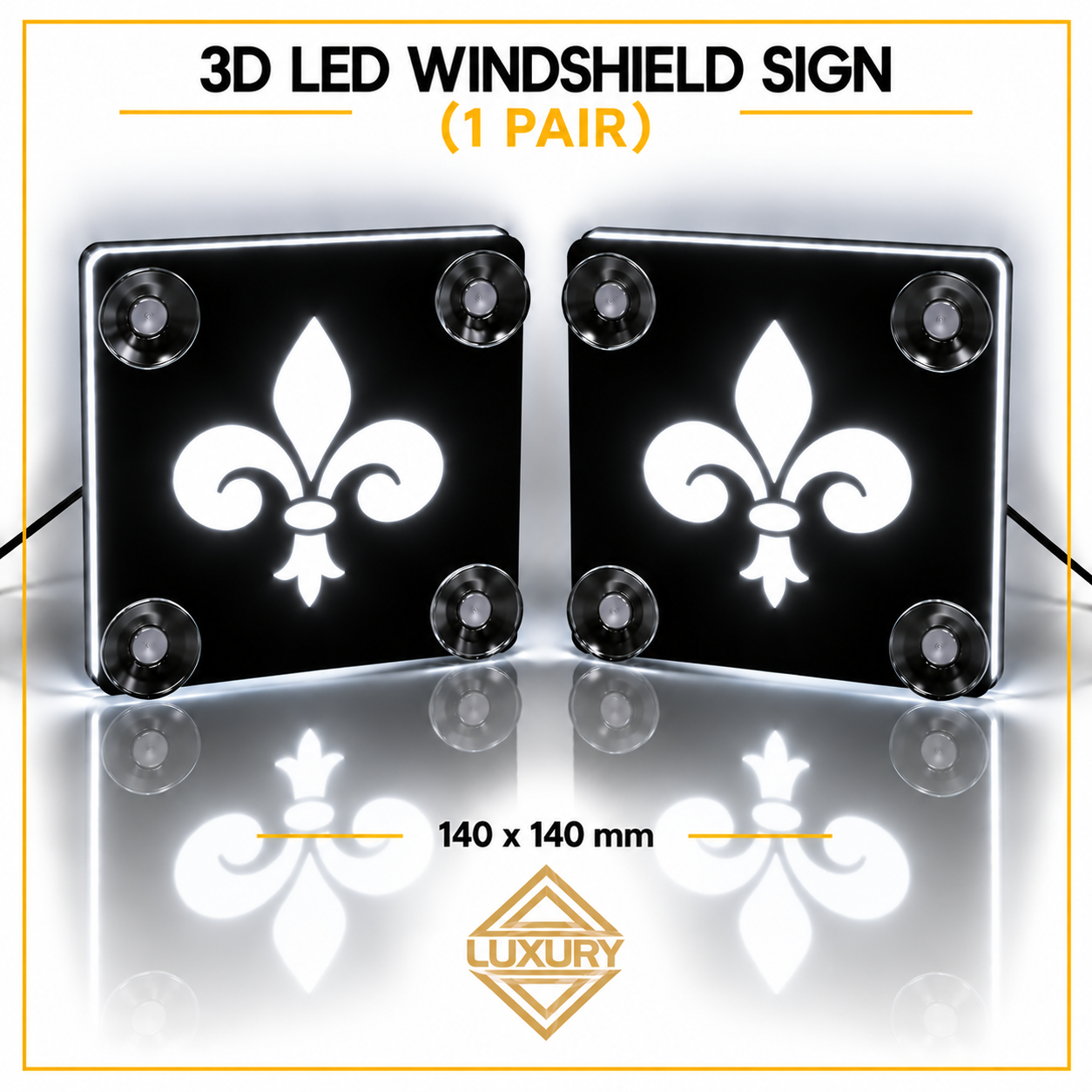 3D LED "FLEUR-DE-LIS" windshield decoration 140x140mm (1 pair) - Image 5