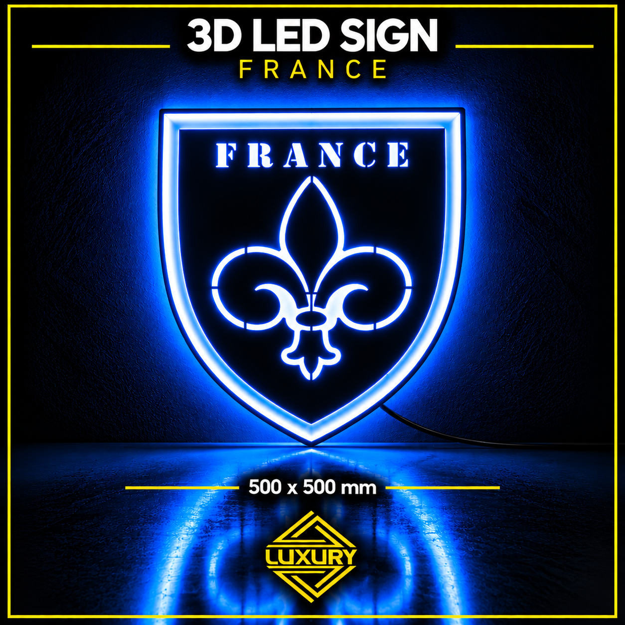 3D LED "FRANCE" decoration 500x500mm - Image 5
