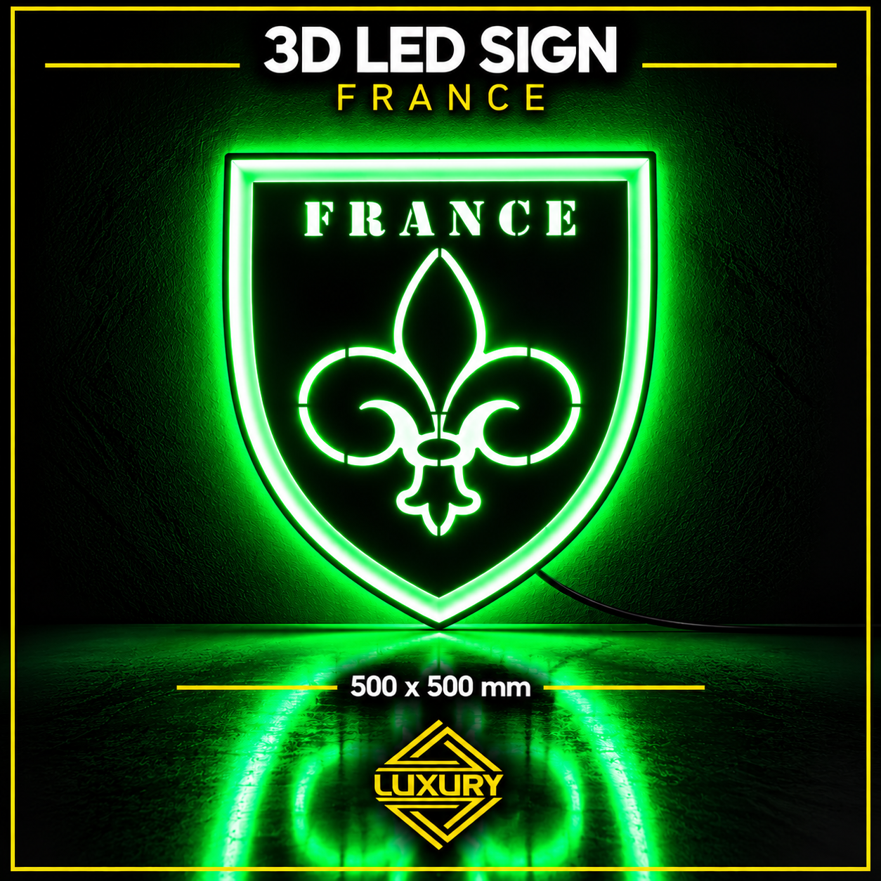 3D LED "FRANCE" decoration 500x500mm - Image 4