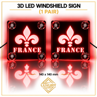 3D LED "FRANCE" windshield decoration 140x140mm (1 pair)