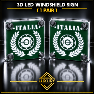 3D LED "ITALIA" windshield decoration 140x140mm (1 pair)