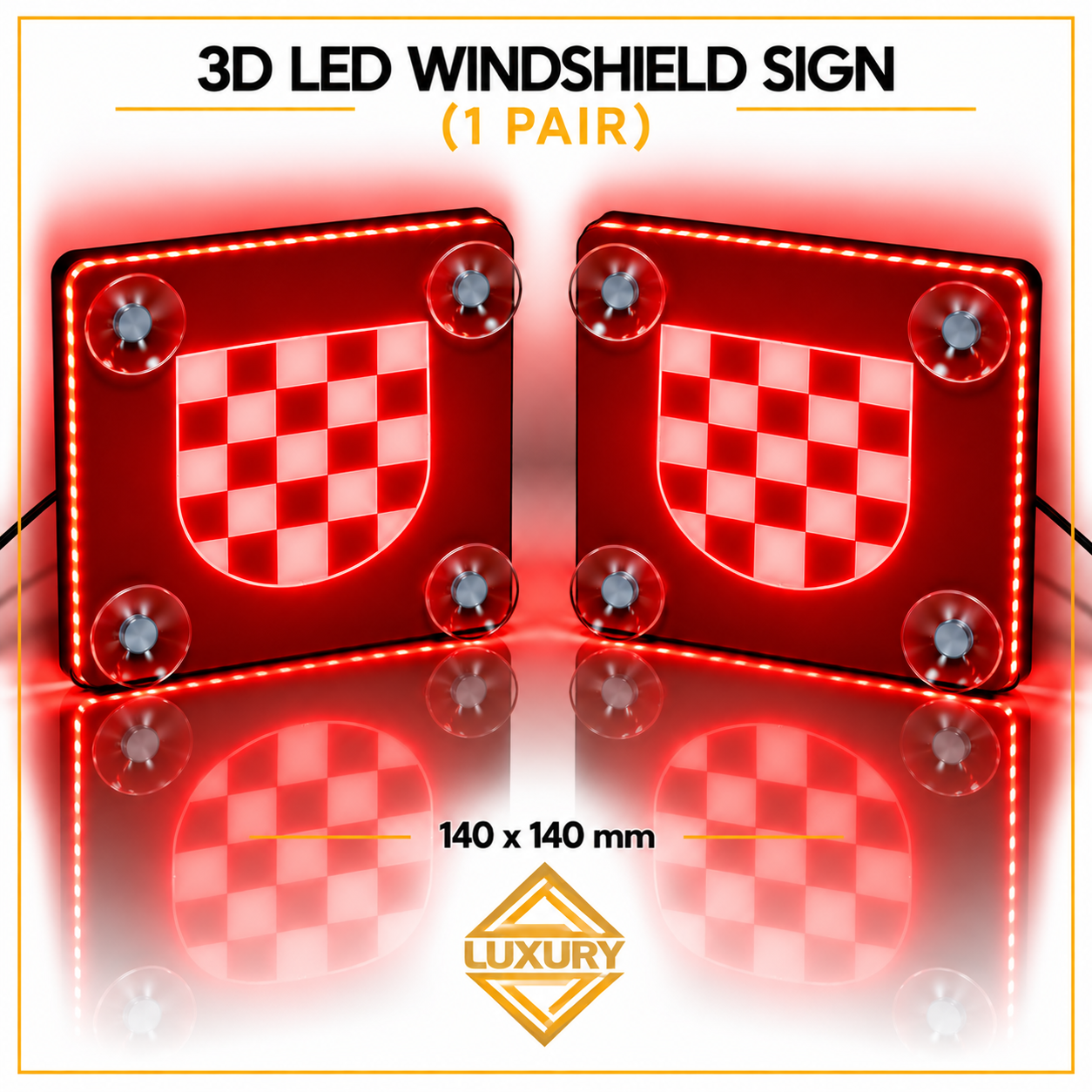 3D LED windshield decoration 140x140mm (1 pair) - Image 2