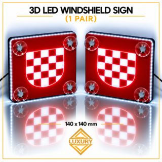 3D LED windshield decoration 140x140mm (1 pair)