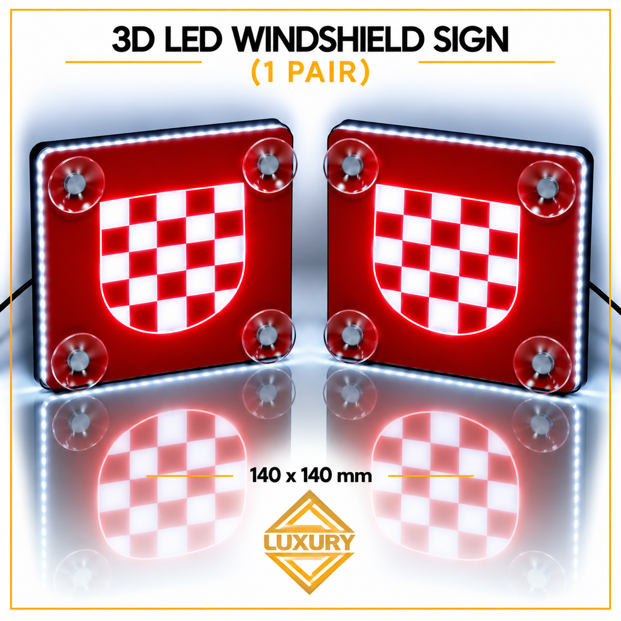 3D LED windshield decoration 140x140mm (1 pair)