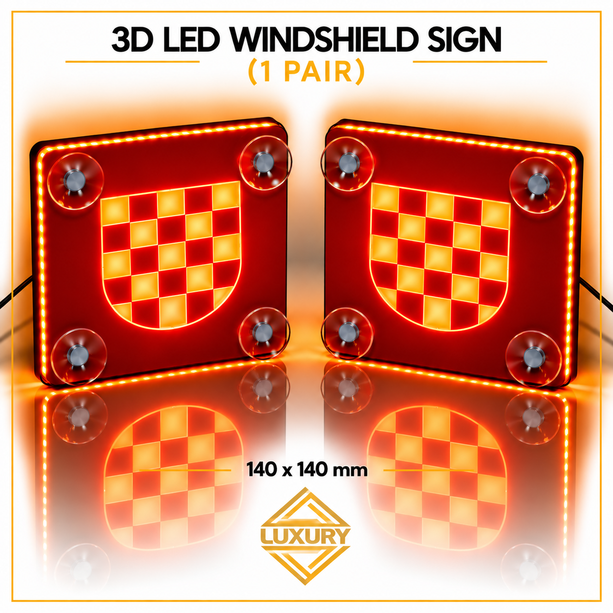3D LED windshield decoration 140x140mm (1 pair) - Image 3