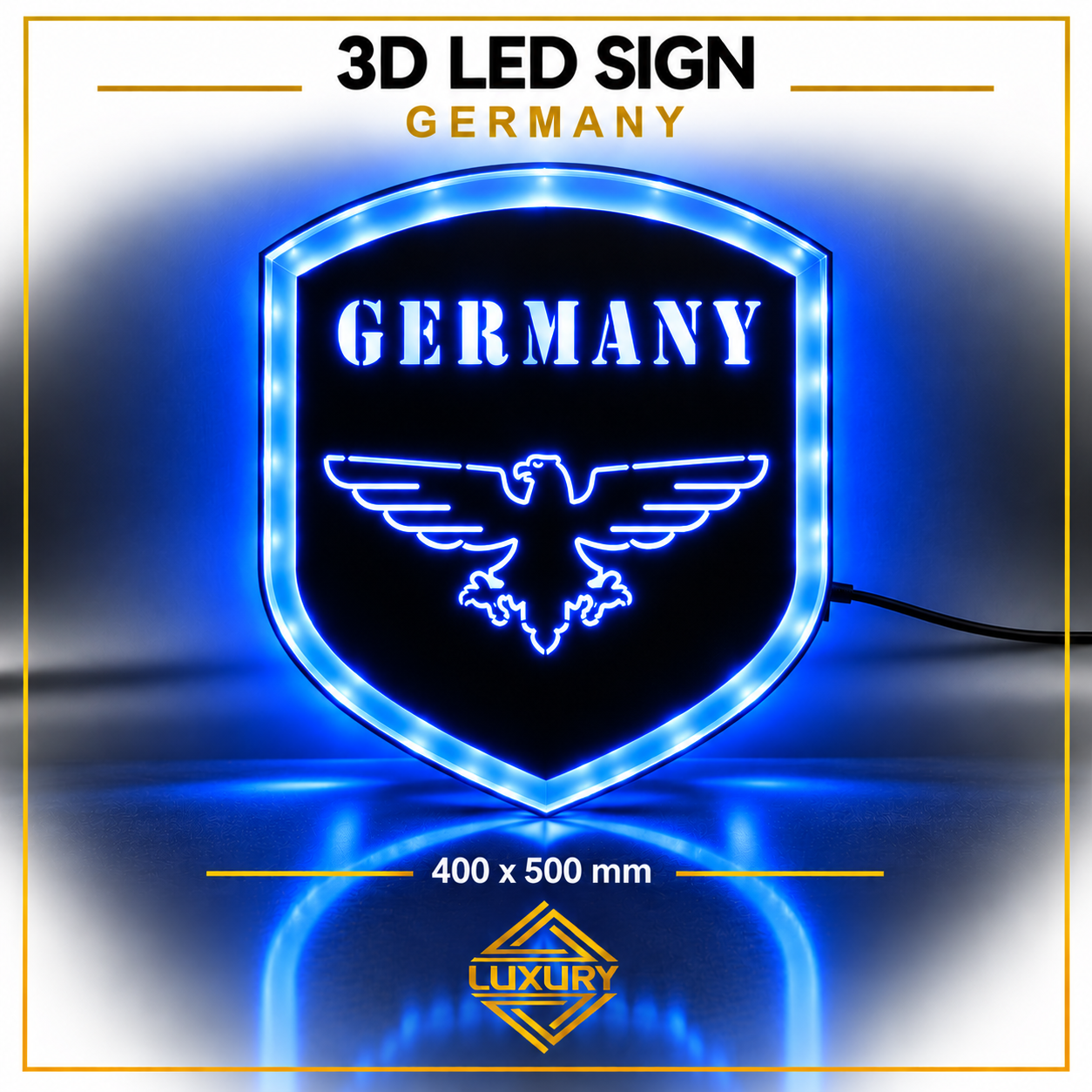 3D LED "GERMANY & EAGLE" decoration 400x500mm - Image 3