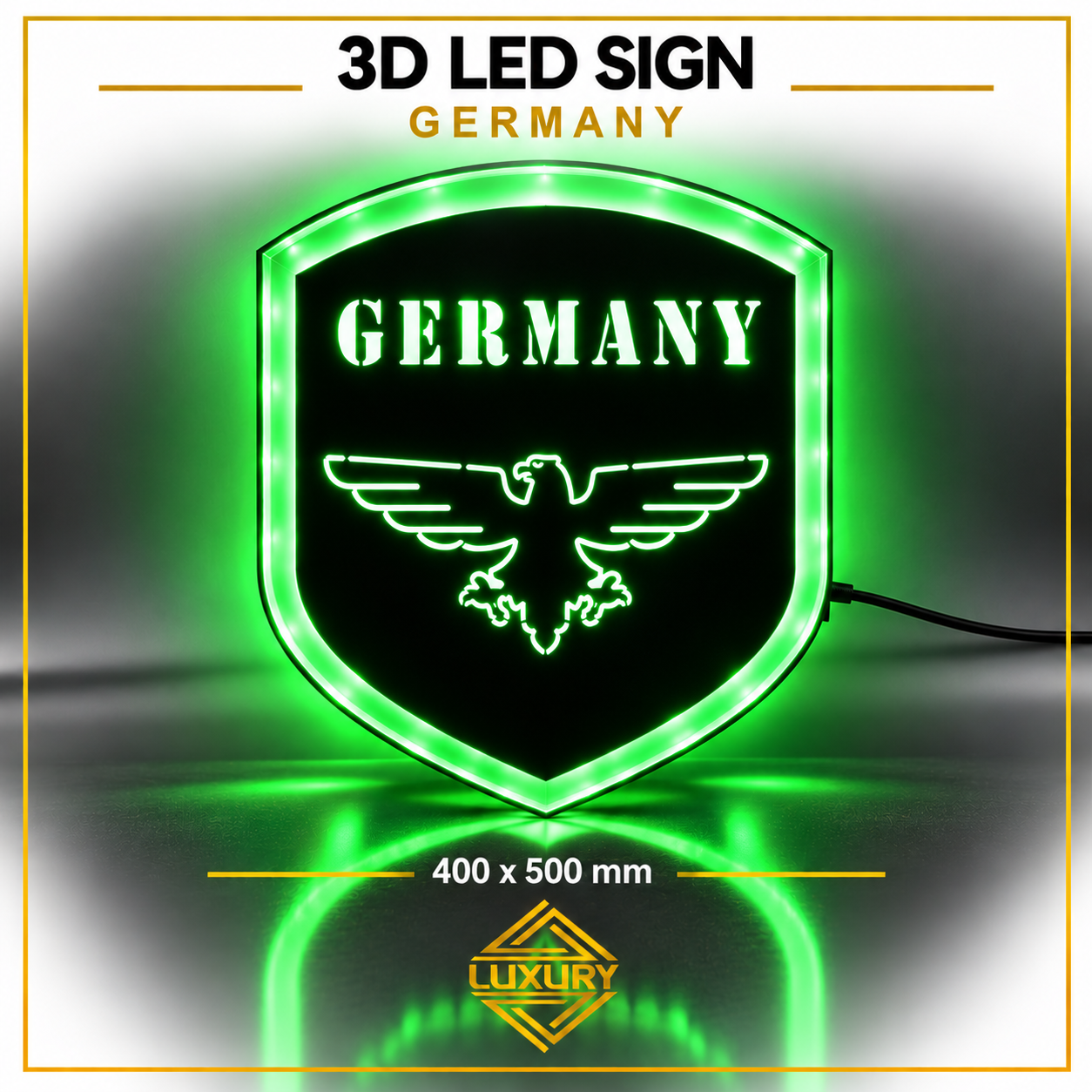 3D LED "GERMANY & EAGLE" decoration 400x500mm - Image 2