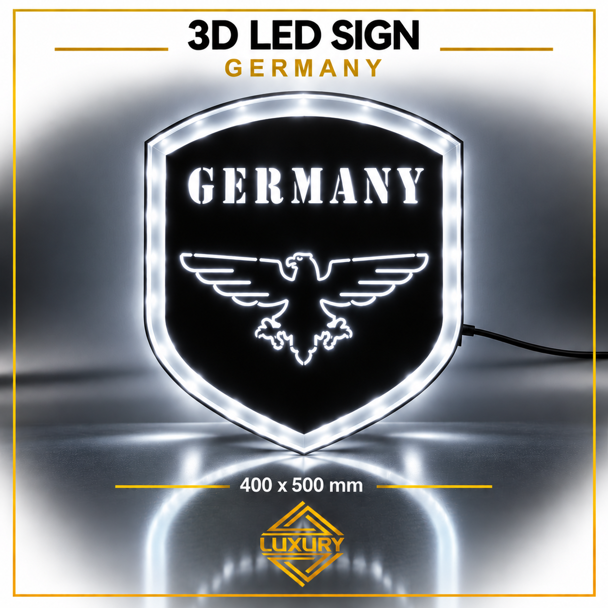 3D LED "GERMANY & EAGLE" decoration 400x500mm - Image 4