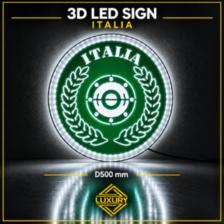 3D LED "ITALIA SHIELD & LAUREL WREATH" decoration D500mm