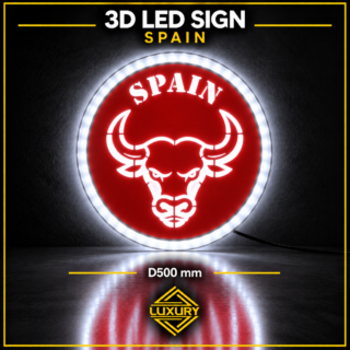 3D LED "SPAIN & BULL" decoration D500mm