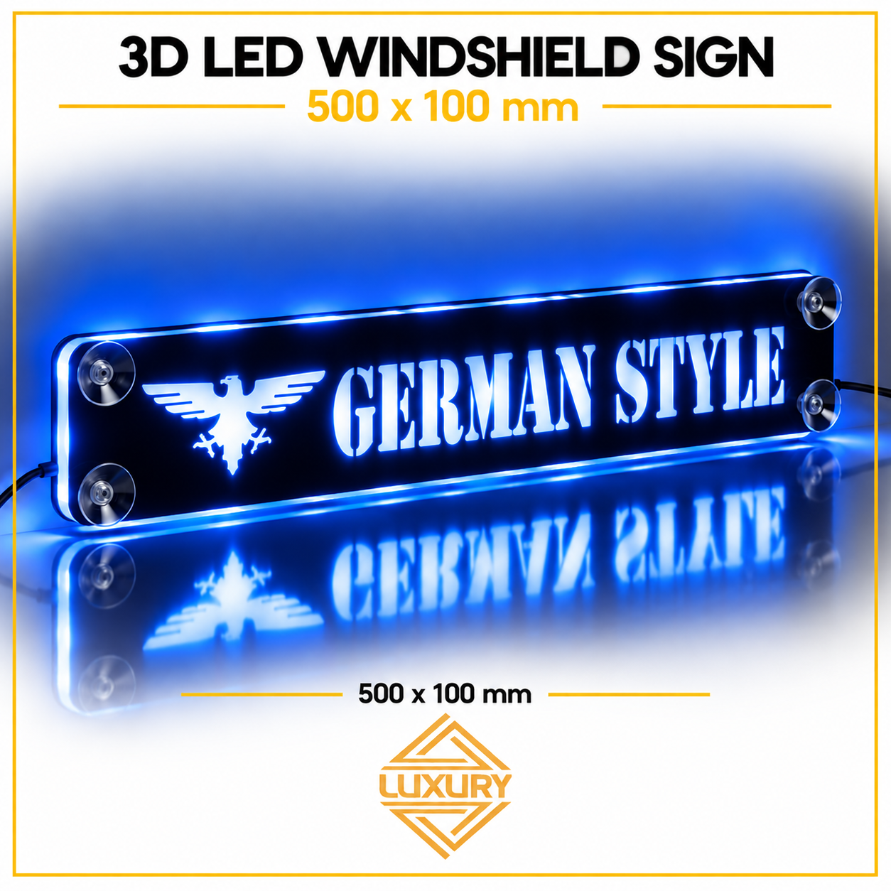 3D LED windshield "GERMAN STYLE" decoration 500x100mm - Image 4