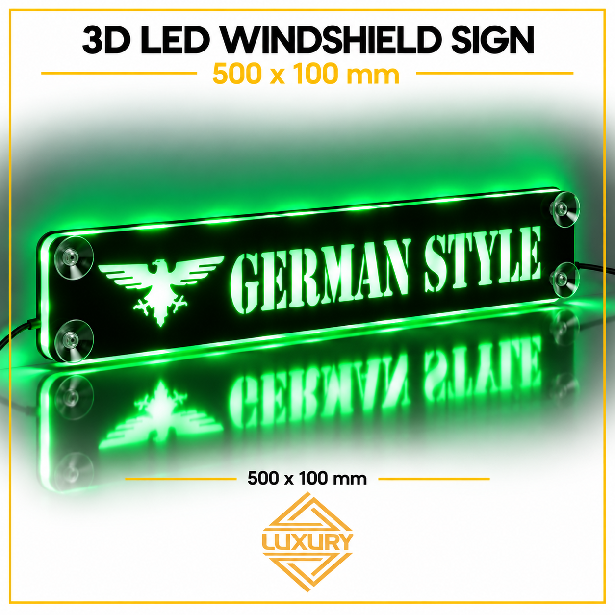 3D LED windshield "GERMAN STYLE" decoration 500x100mm - Image 5