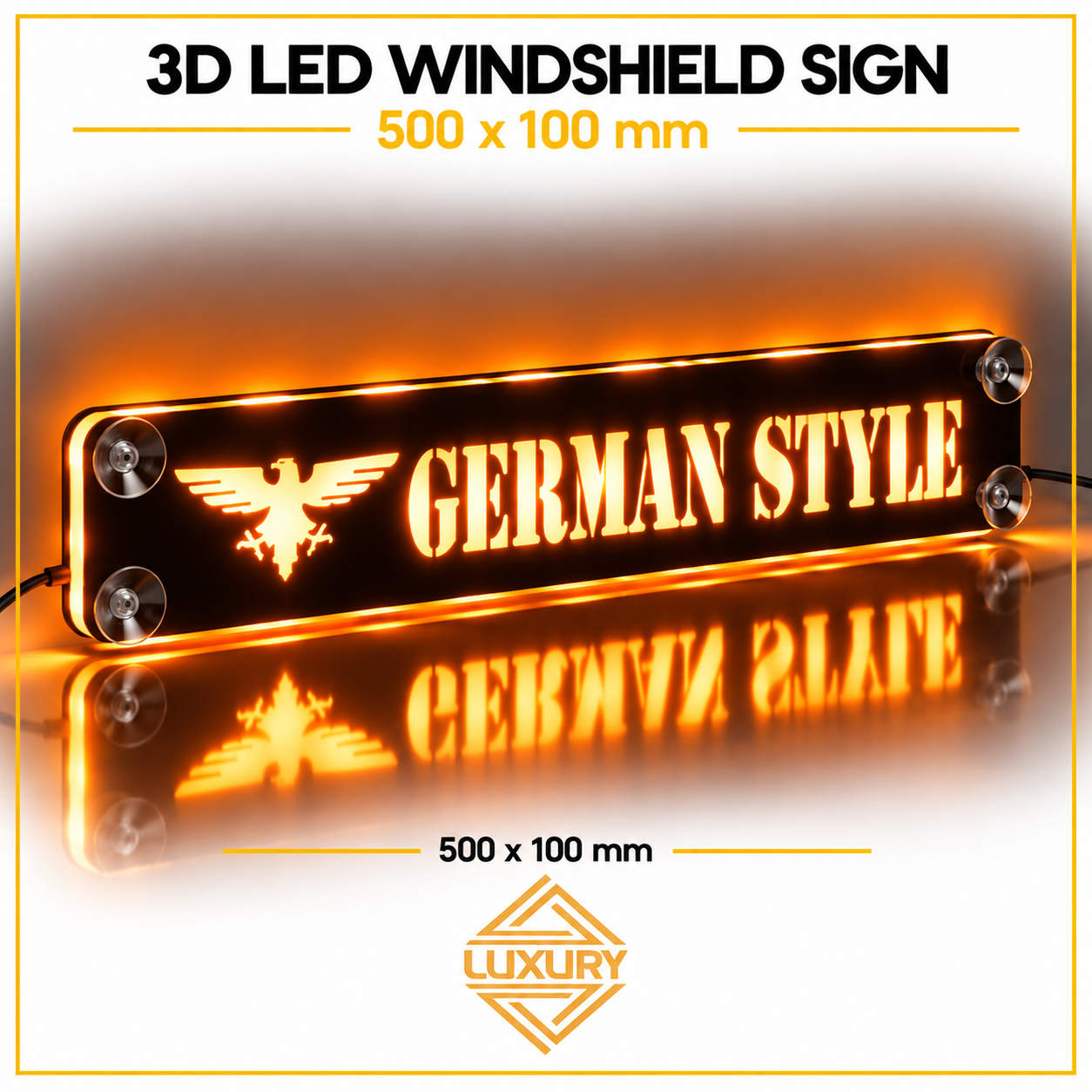 3D LED windshield "GERMAN STYLE" decoration 500x100mm - Image 3