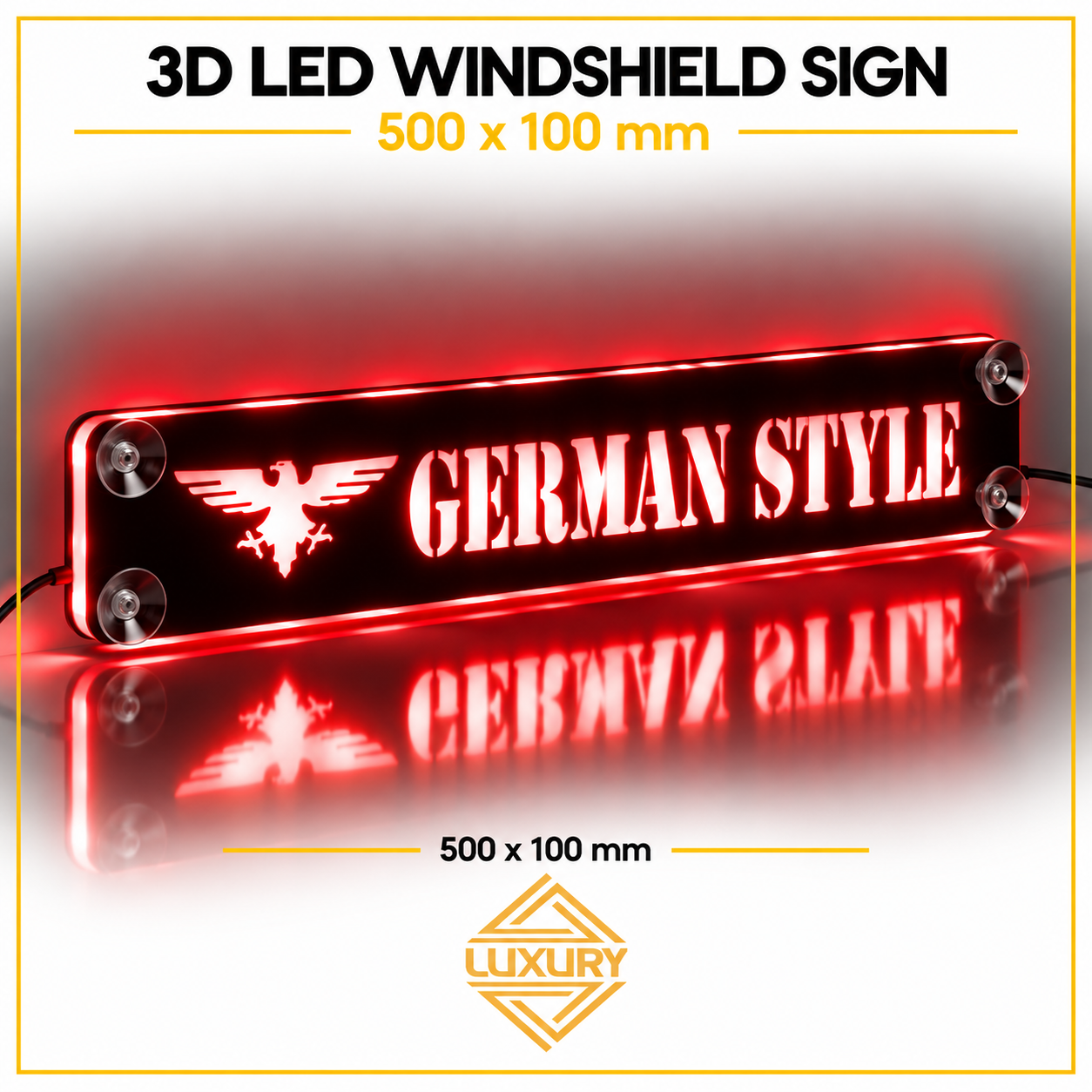 3D LED windshield "GERMAN STYLE" decoration 500x100mm