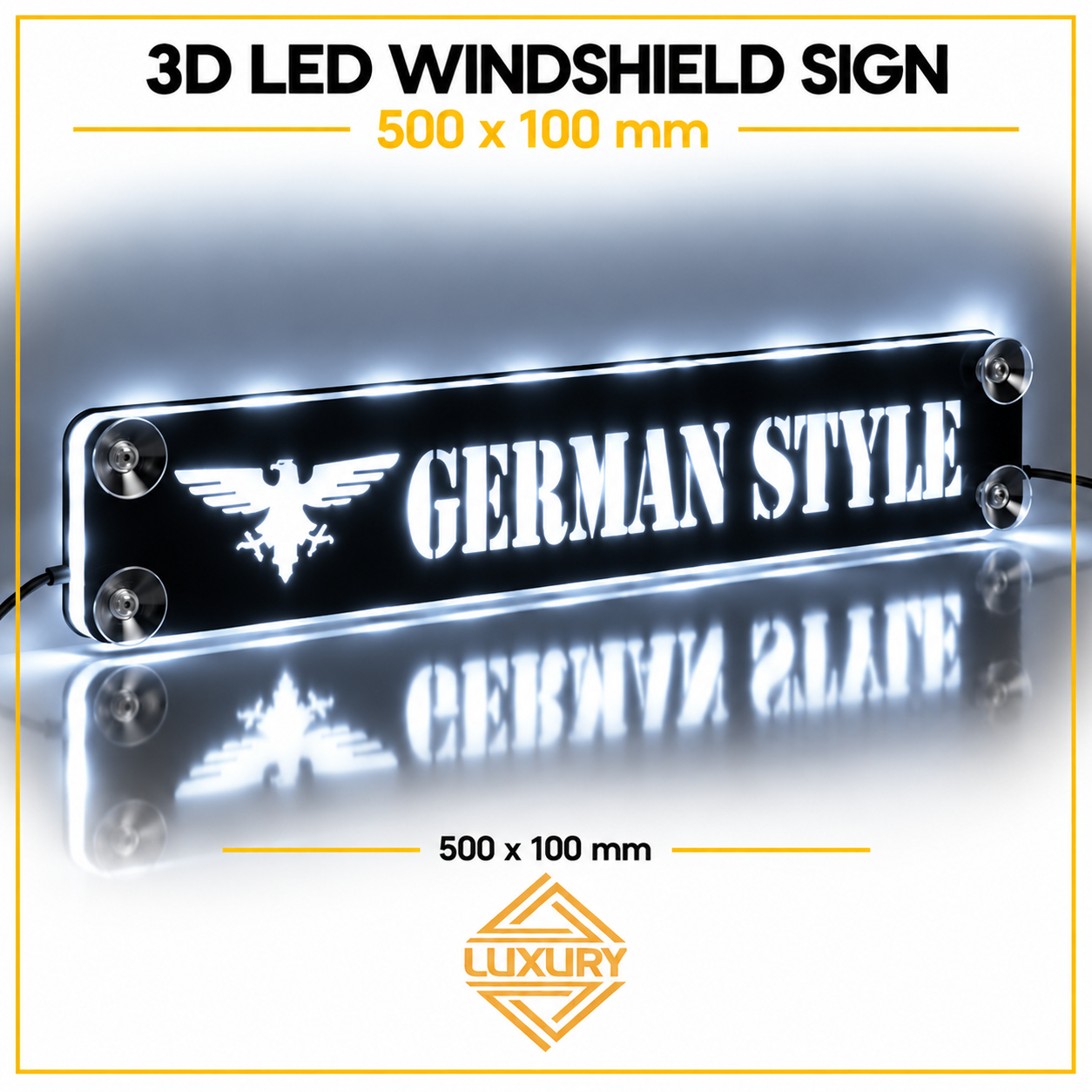 3D LED windshield "GERMAN STYLE" decoration 500x100mm - Image 2