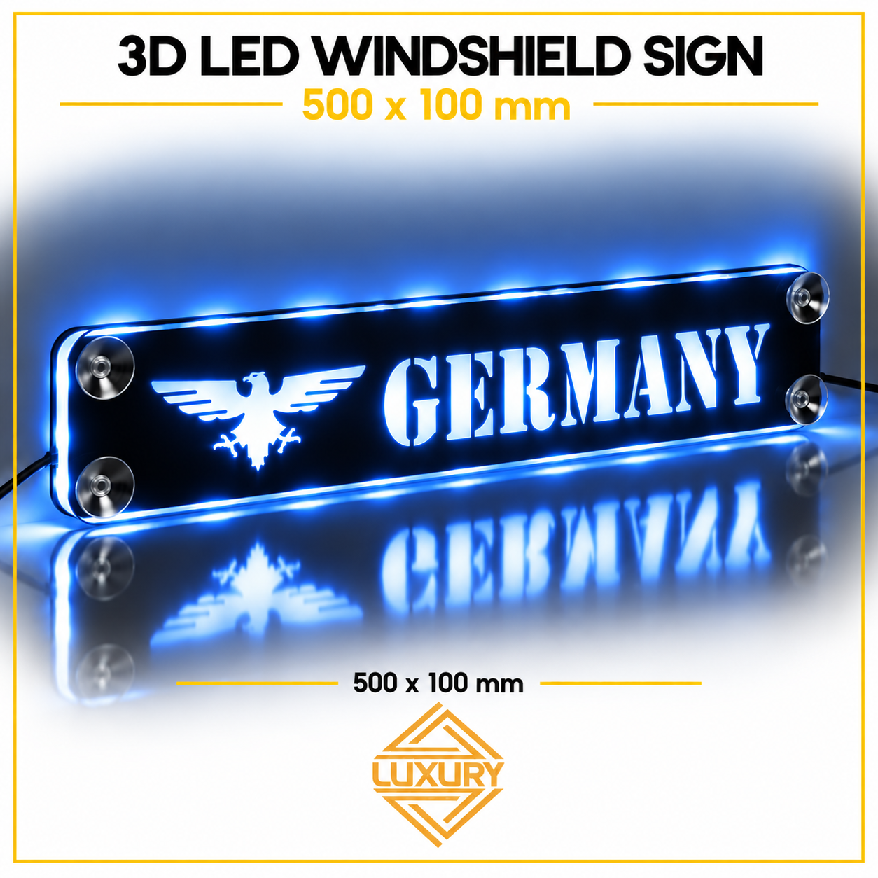 3D LED windshield "GERMANY" decoration 500x100mm - Image 4