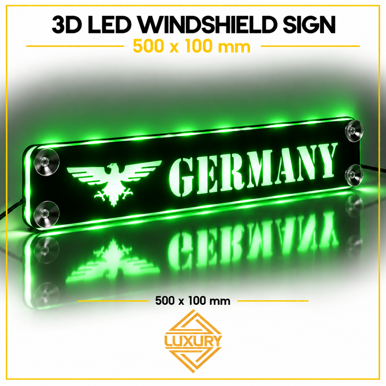 3D LED windshield "GERMANY" decoration 500x100mm - Image 5