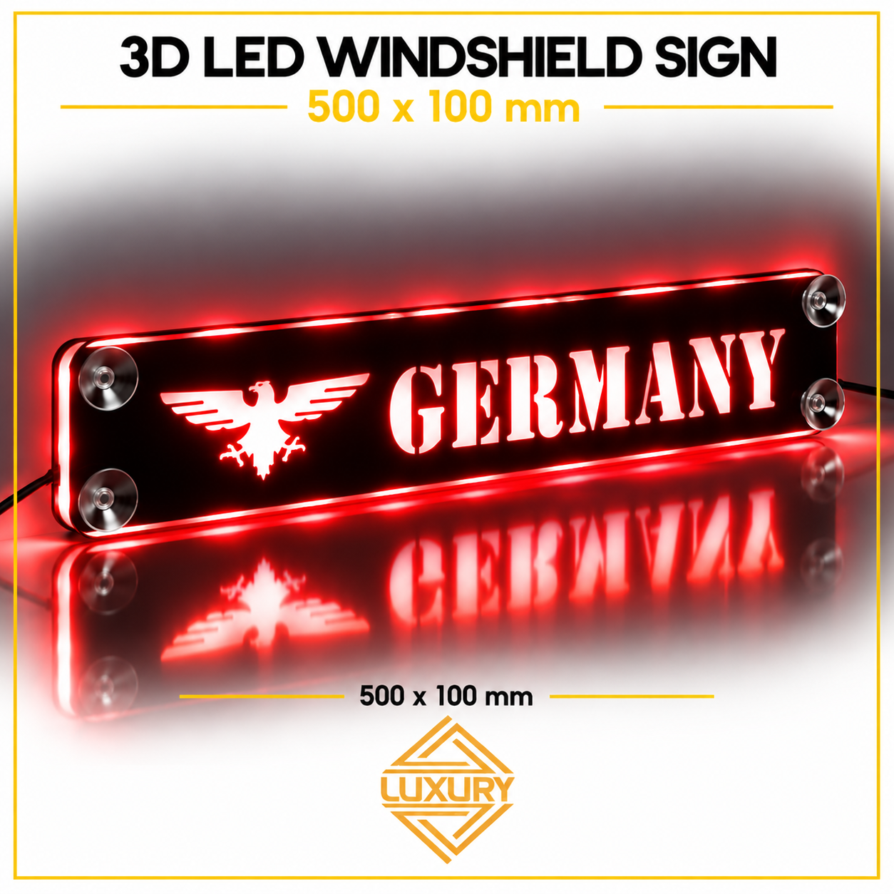 3D LED windshield "GERMANY" decoration 500x100mm