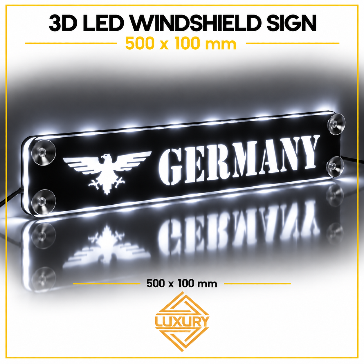 3D LED windshield "GERMANY" decoration 500x100mm - Image 2