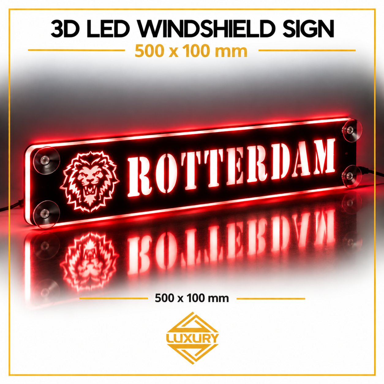 3D LED windshield "ROTTERDAM" decoration 500x100mm - Image 2