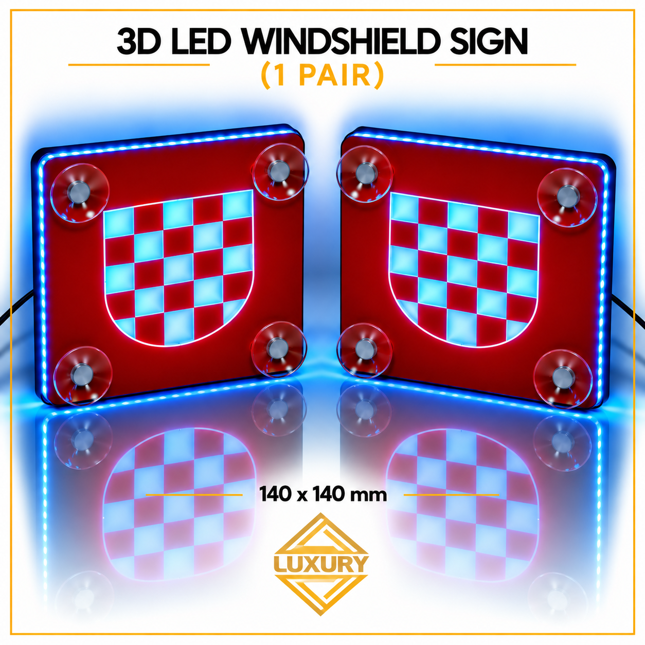 3D LED windshield decoration 140x140mm (1 pair) - Image 4