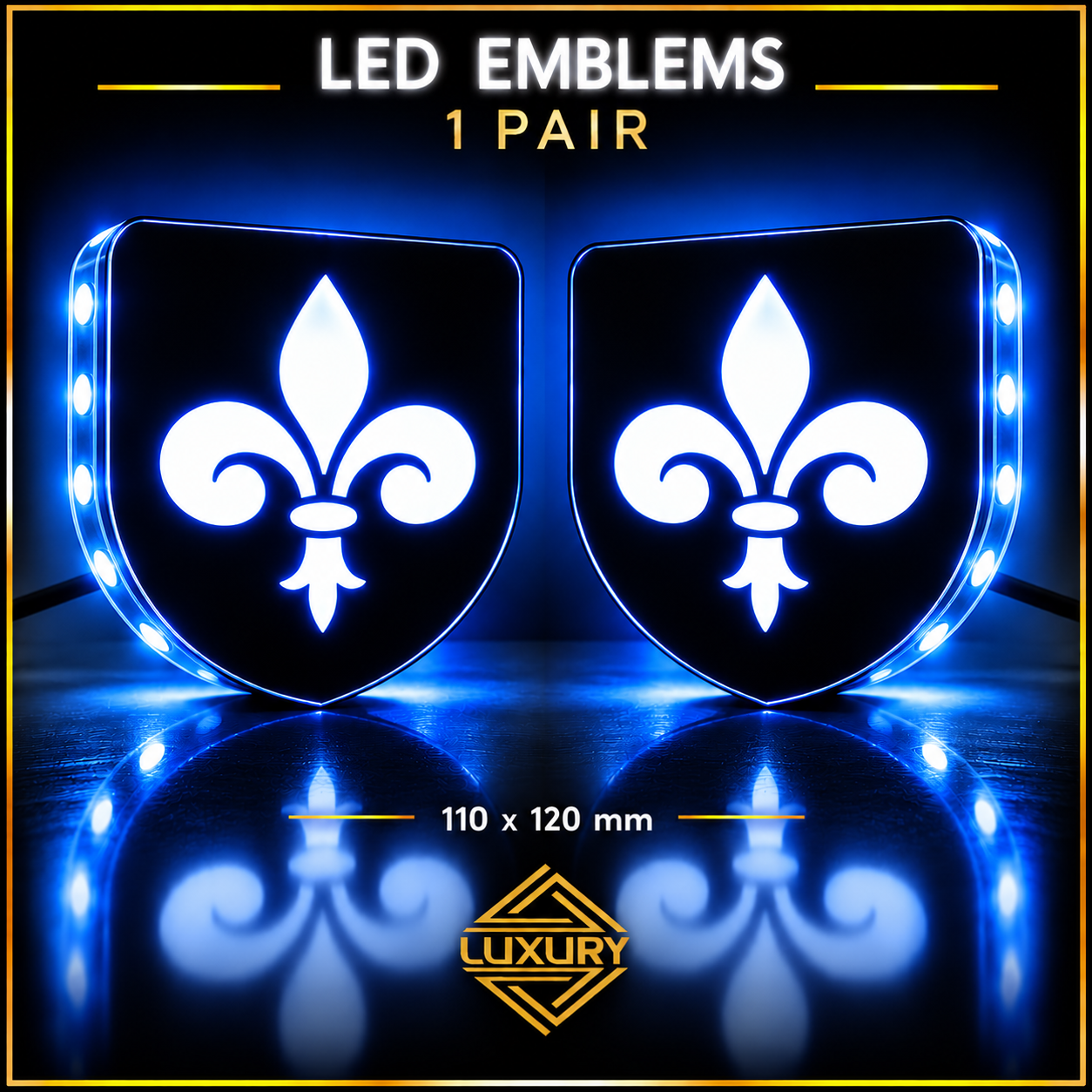 LED "FLEUR-DE-LIS" emblems - 1 pair (100% waterproof)