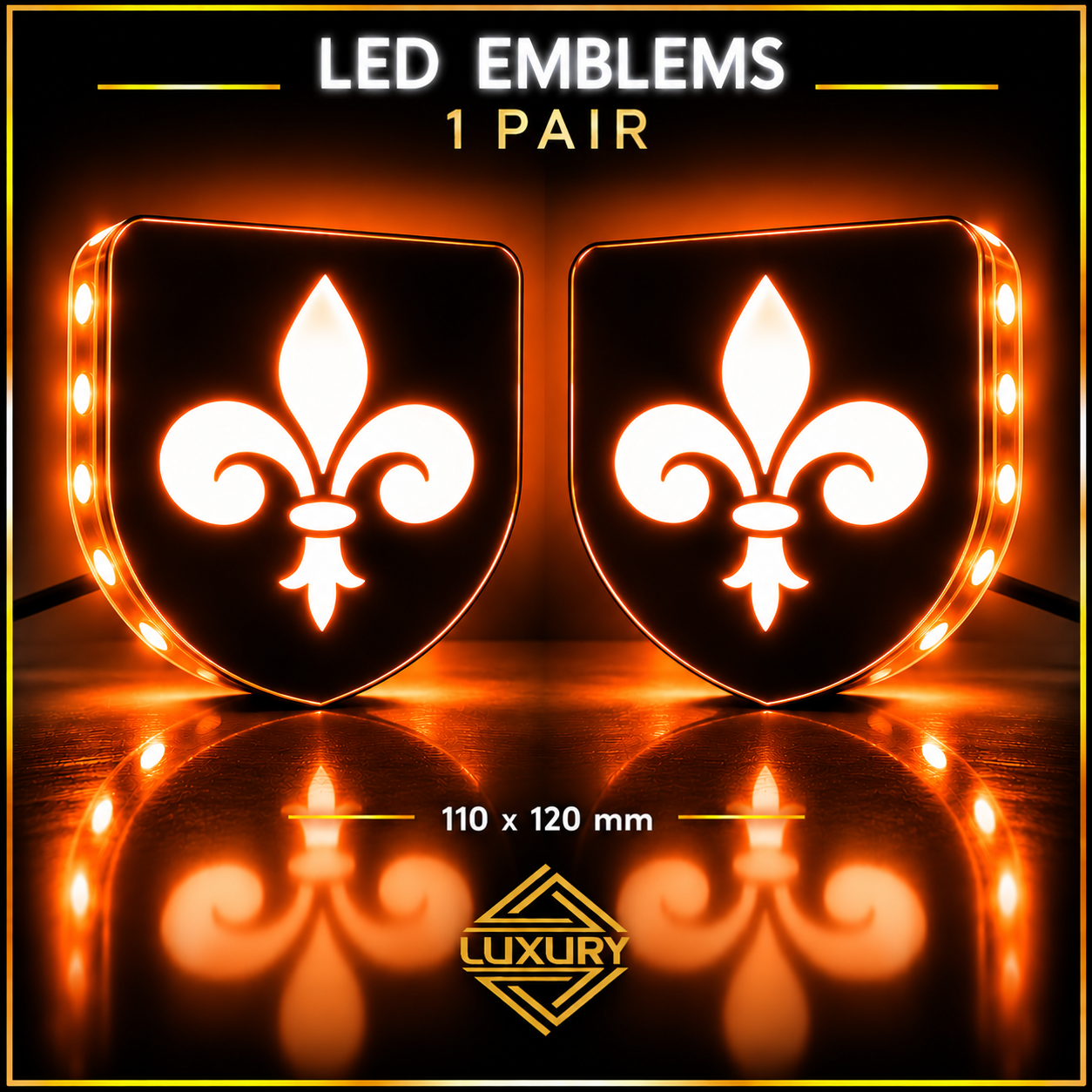 LED "FLEUR-DE-LIS" emblems - 1 pair (100% waterproof) - Image 2