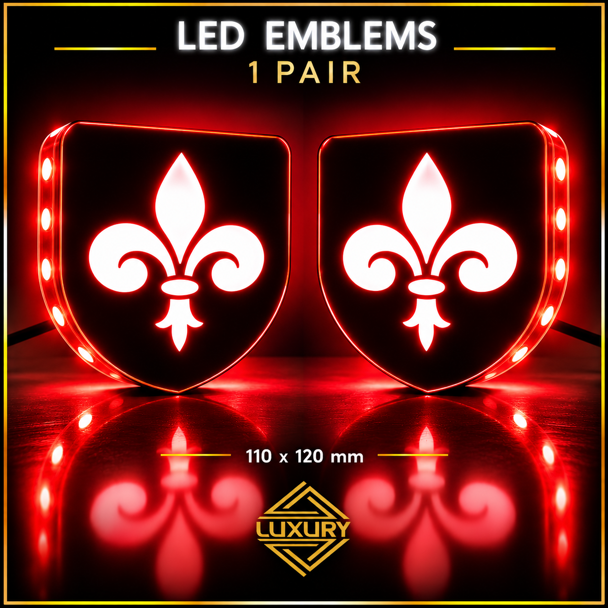 LED "FLEUR-DE-LIS" emblems - 1 pair (100% waterproof) - Image 4