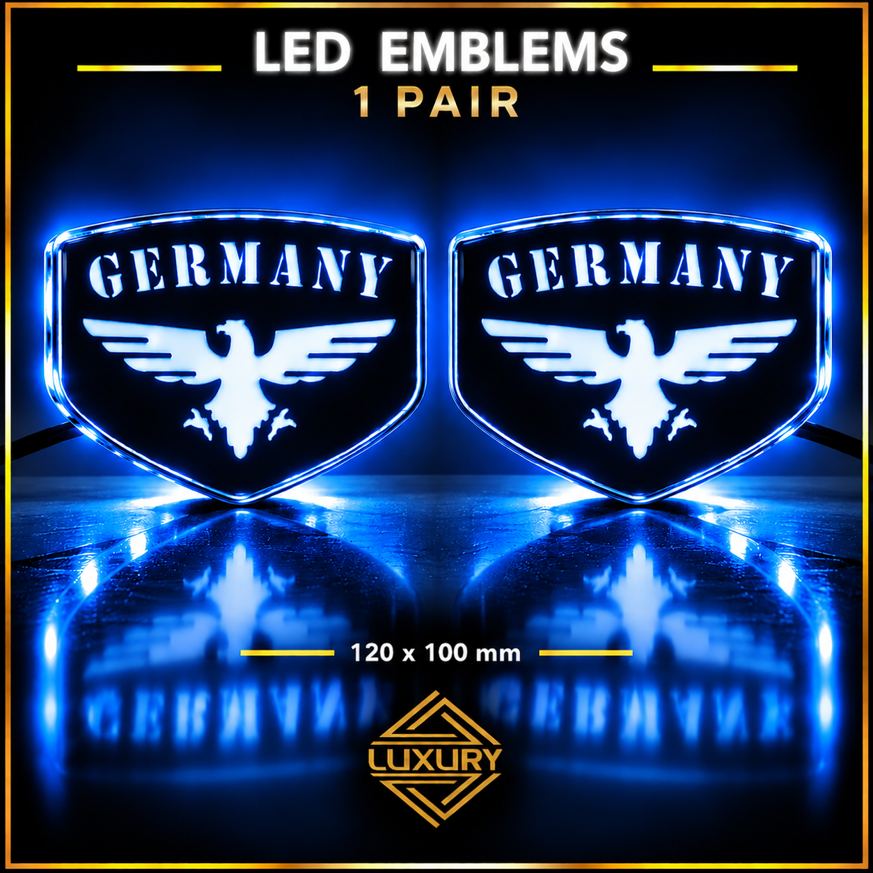 LED "GERMANY & EAGLE" emblems - 1 pair (100% waterproof) - Image 3