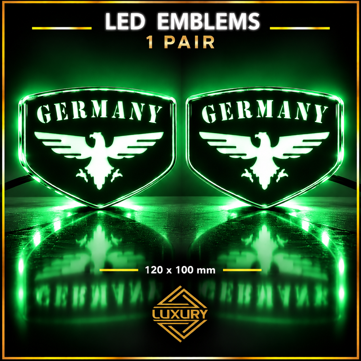 LED "GERMANY & EAGLE" emblems - 1 pair (100% waterproof) - Image 4