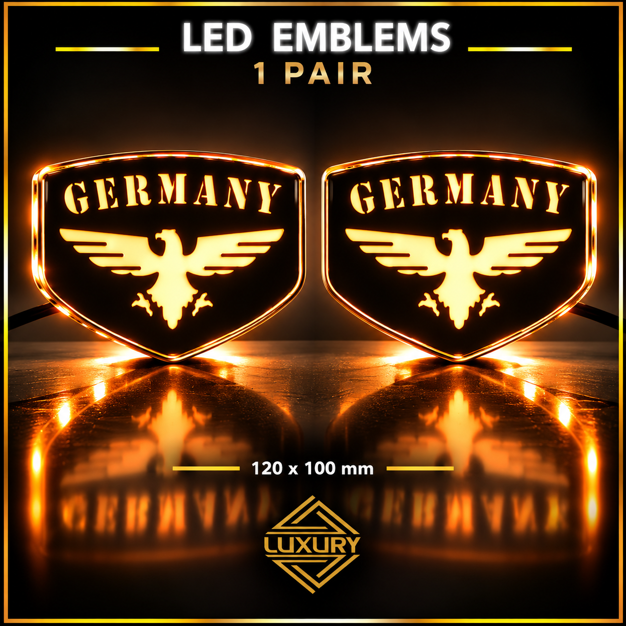 LED "GERMANY & EAGLE" emblems - 1 pair (100% waterproof)