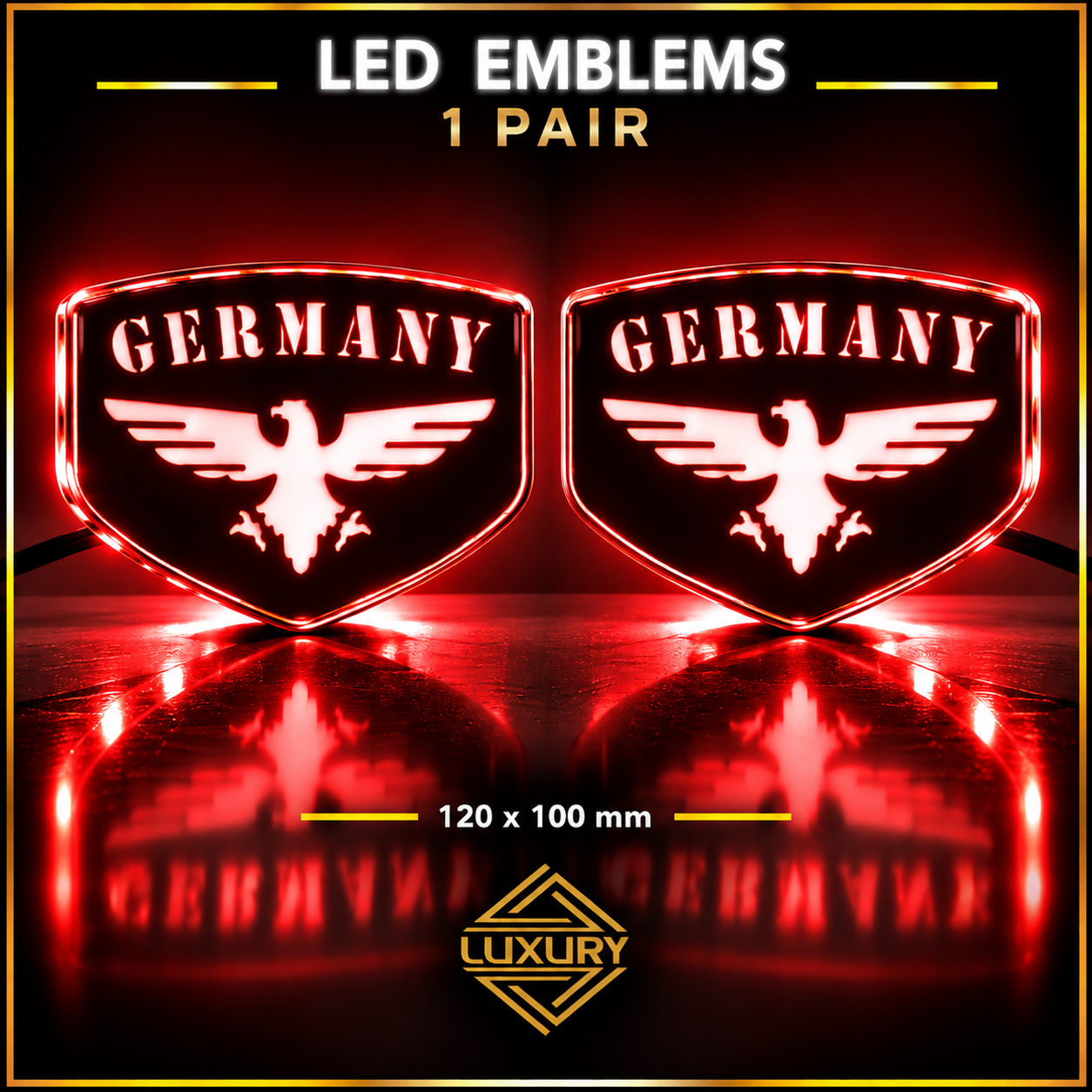 LED "GERMANY & EAGLE" emblems - 1 pair (100% waterproof) - Image 5
