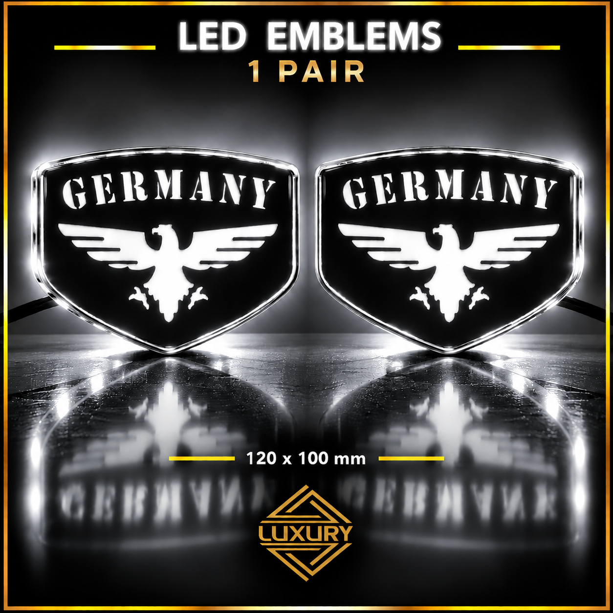LED "GERMANY & EAGLE" emblems - 1 pair (100% waterproof) - Image 2