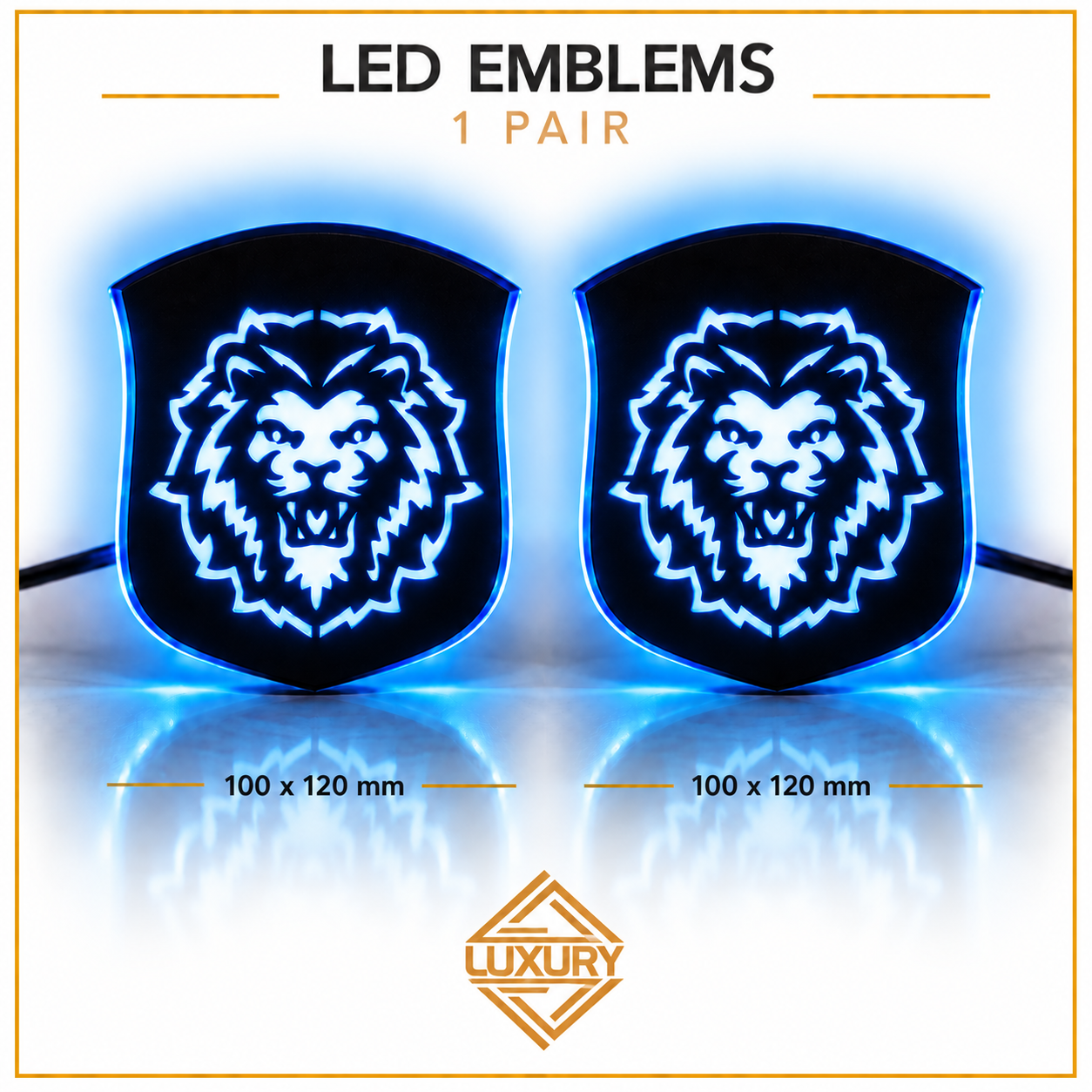 LED "SHIELD & LION" emblems - 1 pair (100% waterproof)