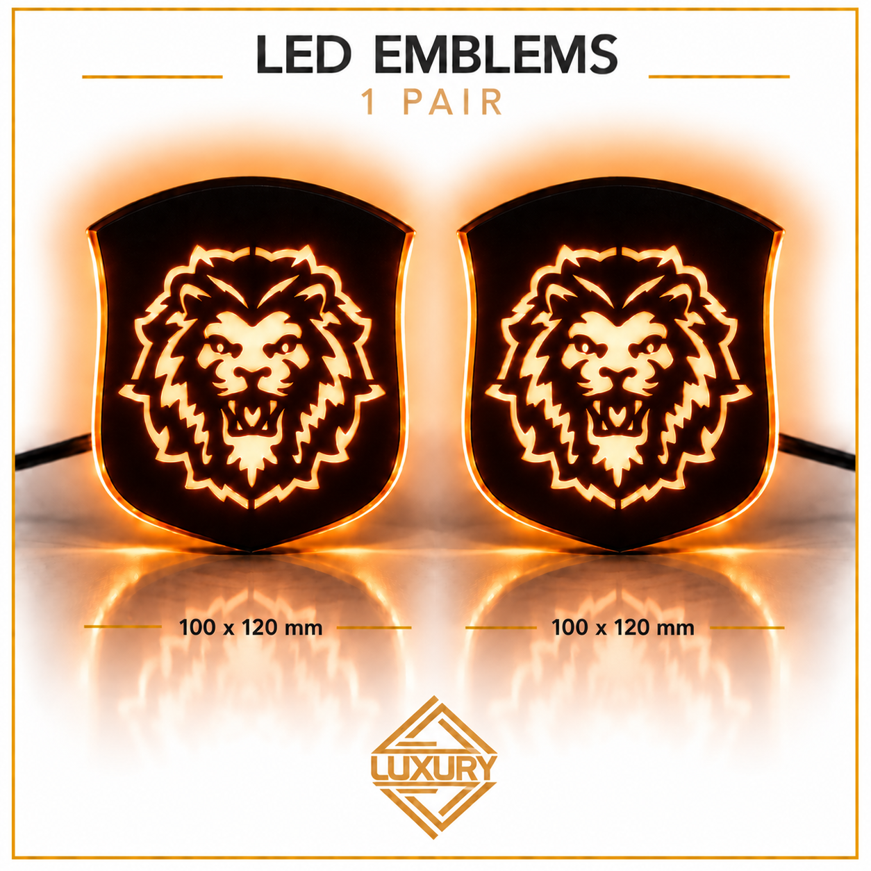 LED "SHIELD & LION" emblems - 1 pair (100% waterproof) - Image 2