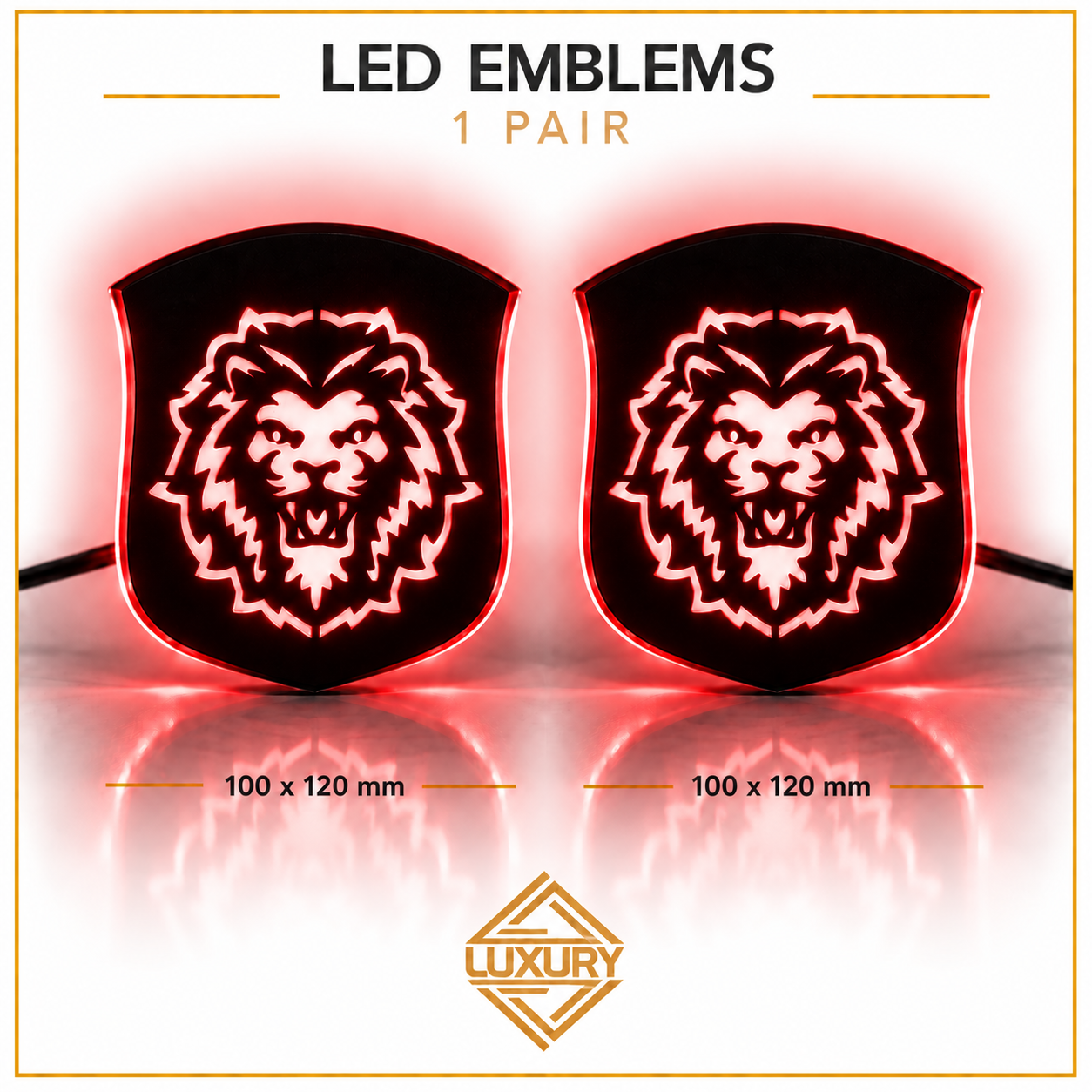 LED "SHIELD & LION" emblems - 1 pair (100% waterproof) - Image 3