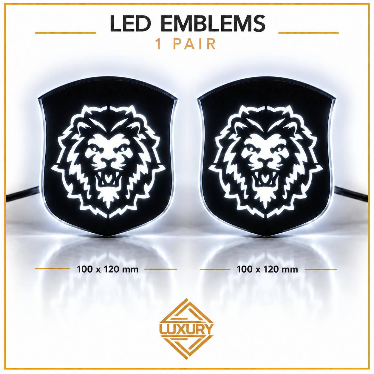 LED "SHIELD & LION" emblems - 1 pair (100% waterproof) - Image 4
