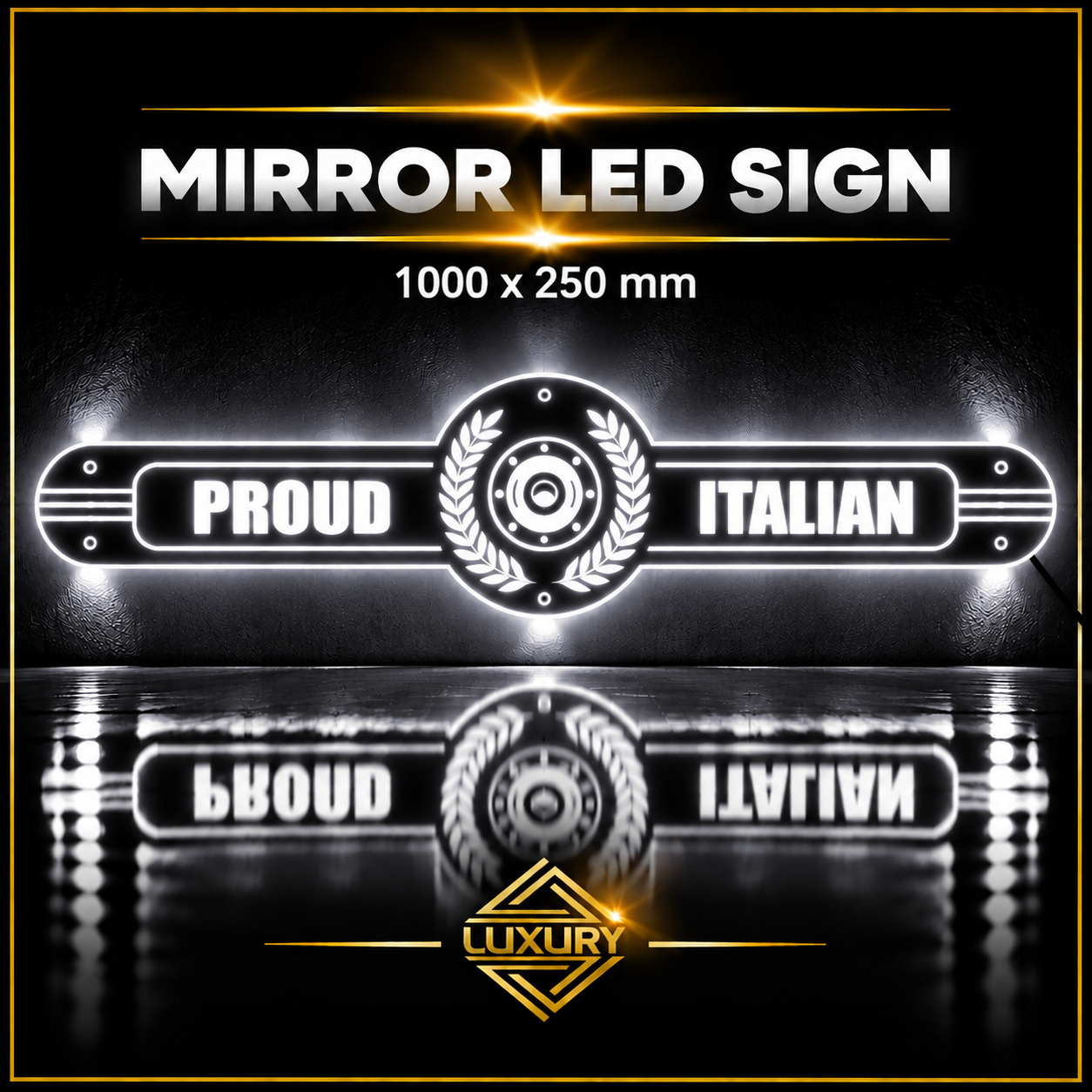 Mirror LED "PROUD ITALIAN" decoration 1000x250mm - Image 2