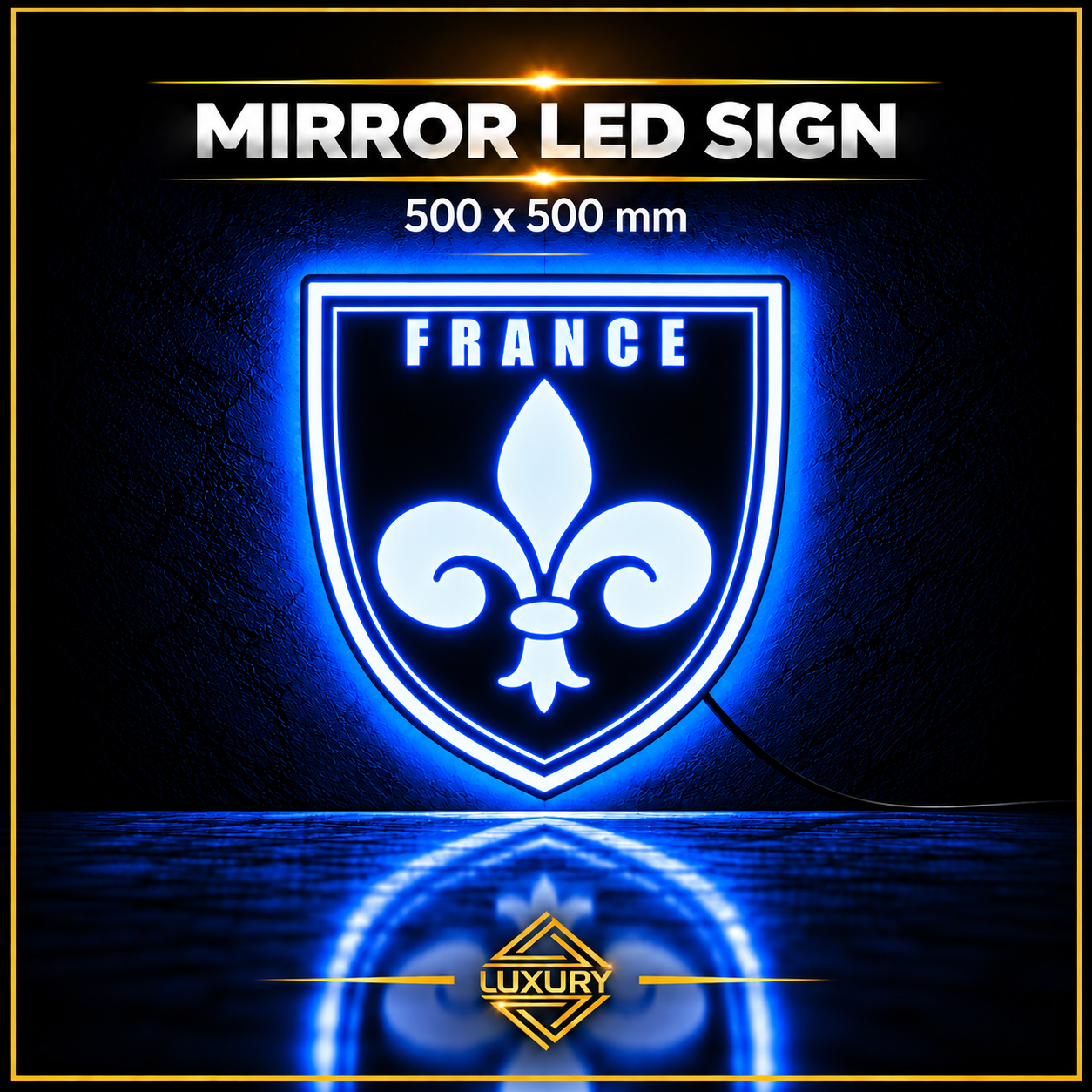 Mirror LED "FRANCE" decoration 500x500mm - Image 4