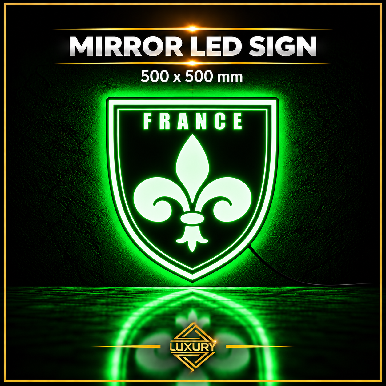 Mirror LED "FRANCE" decoration 500x500mm - Image 5