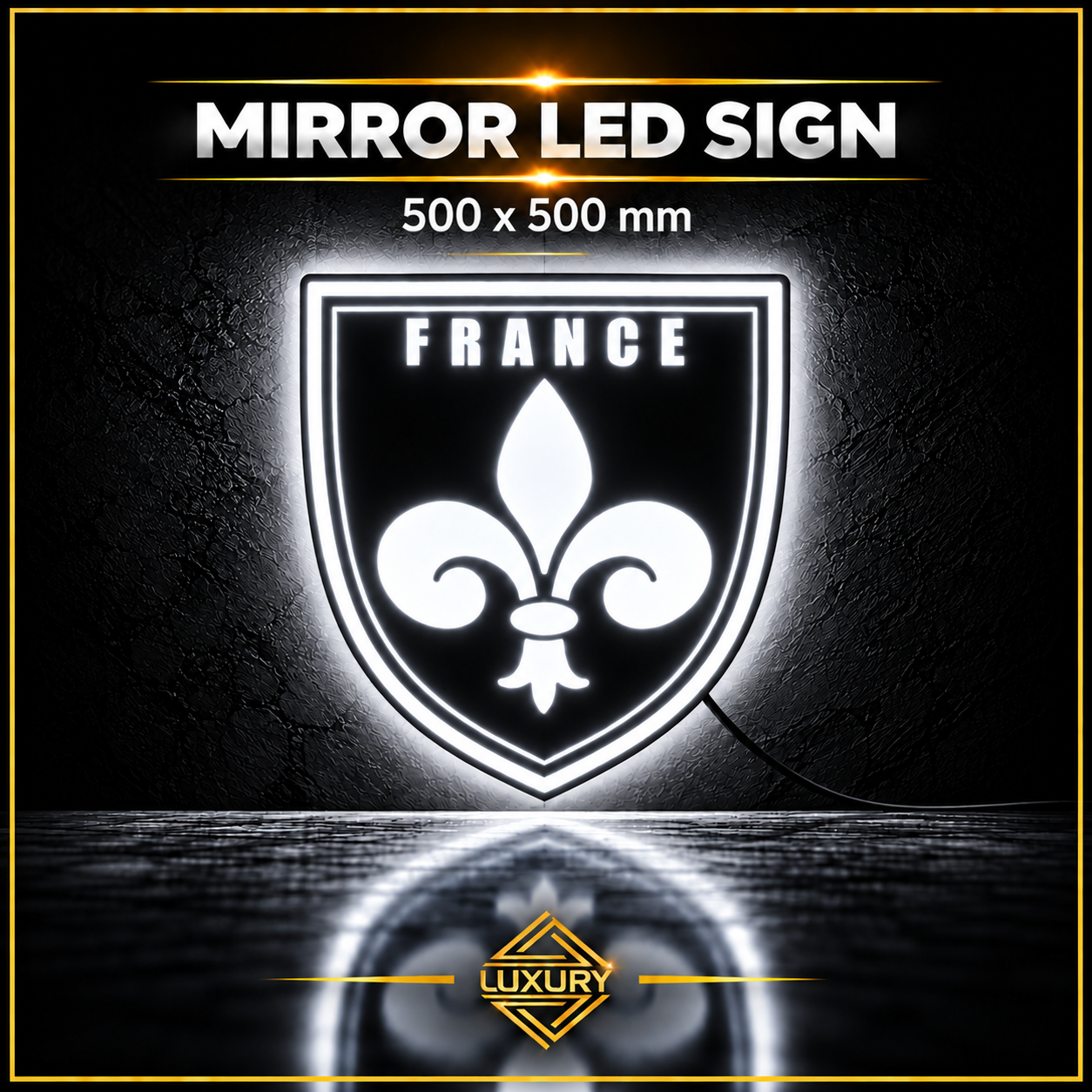 Mirror LED "FRANCE" decoration 500x500mm - Image 2