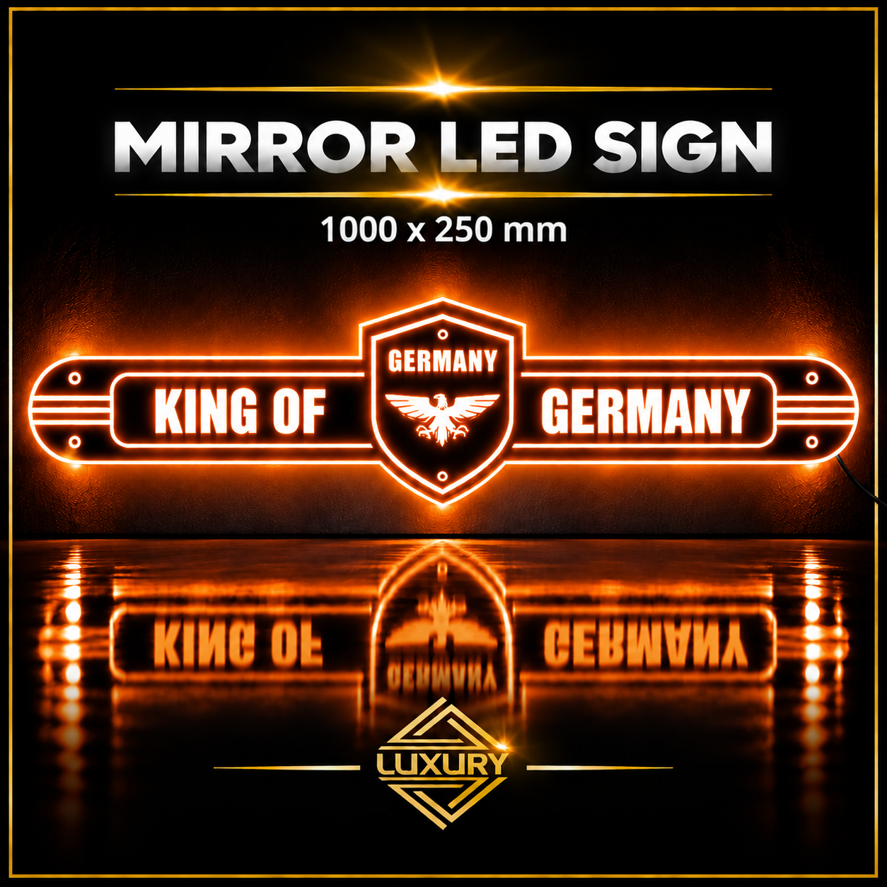 Mirror LED "KING OF GERMANY" decoration 1000x250mm - Image 2