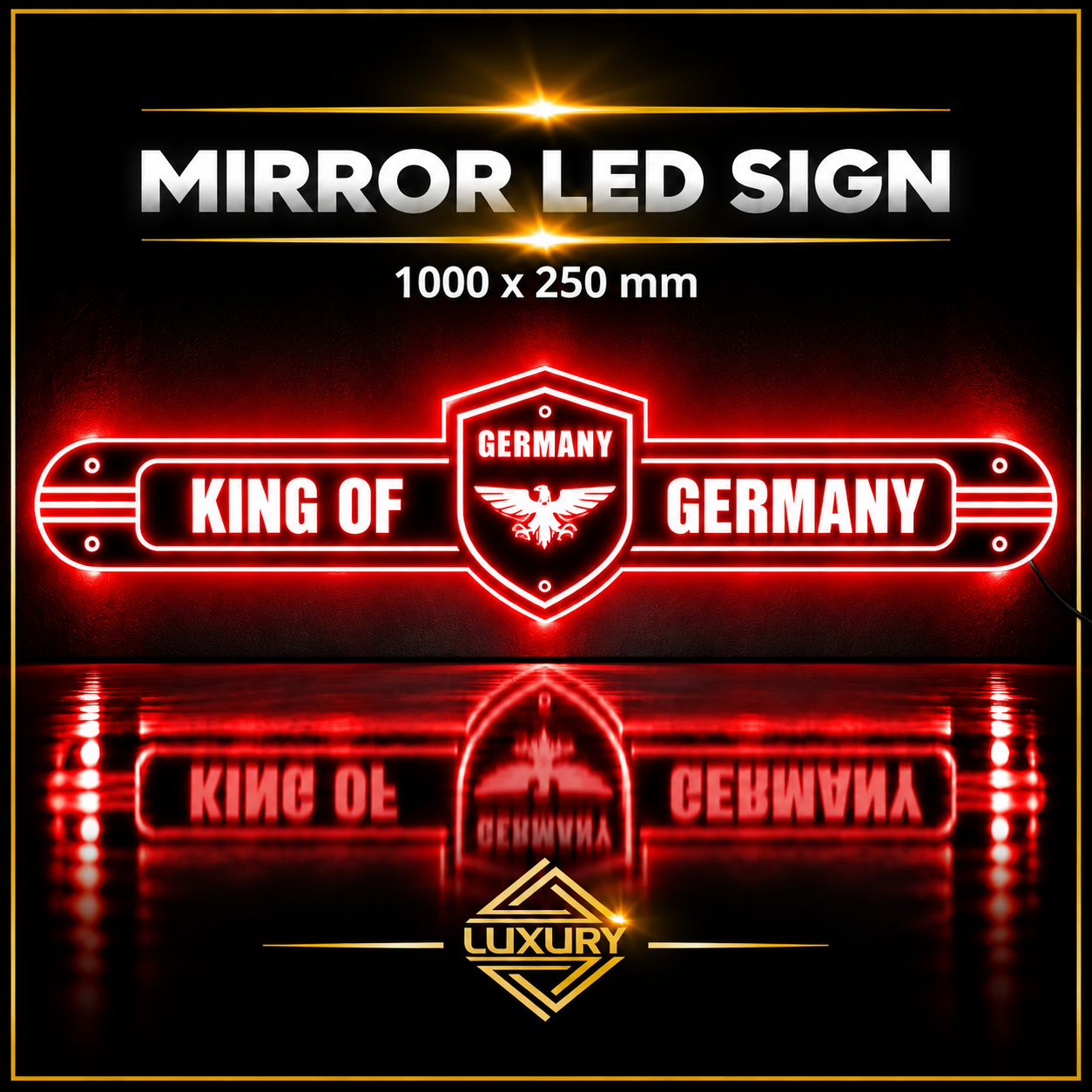 Mirror LED "KING OF GERMANY" decoration 1000x250mm - Image 5